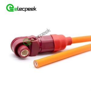 Energy Storage Connector Cable 1 Pin 90° Plug To Plug Red To Black 8mm Plastic 200A IP67 25mm²