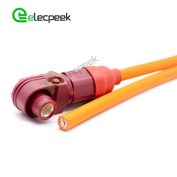 Energy Storage Connector Cable 1 Pin 90° Plug To Plug Red To Black 8mm Plastic 200A IP67 25mm²