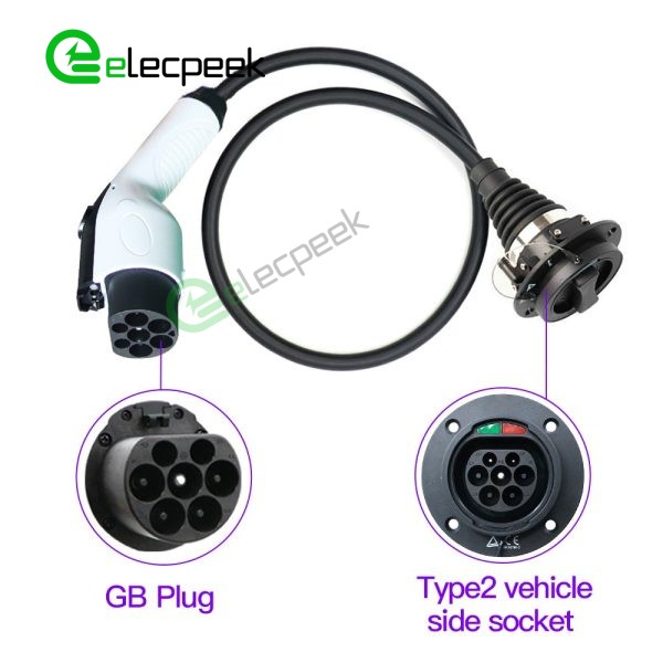 GBT Plug to IEC 62196-3 Socket 32A 250V EV Fast Charging Adapter with 1 Meters Cable