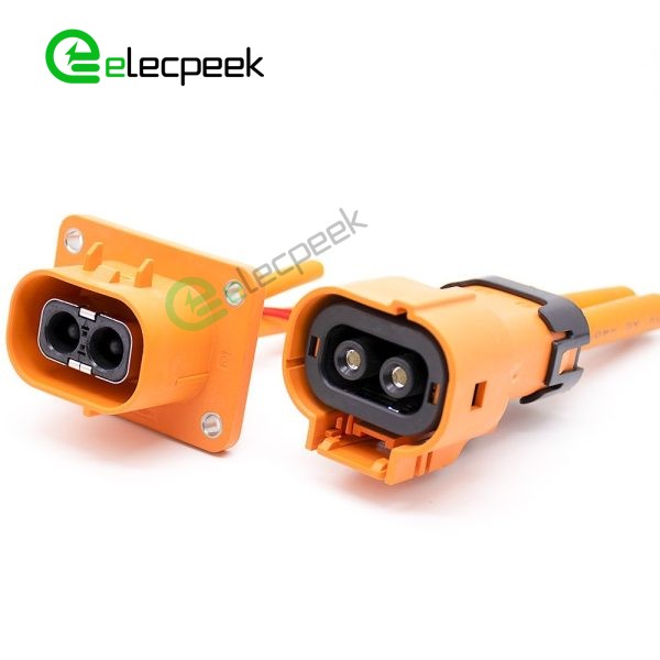 HVSL Connector Straight 3.6mm 50A 2 Pin Plastic Orange Plug with Cable 0.1m