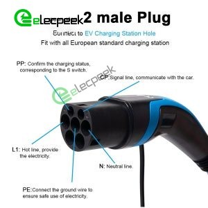 IEC 62196 Type 2 AC Charging Connector 16A 250V Three Phase EV Charger Mode 3 with 5 Meters Cable