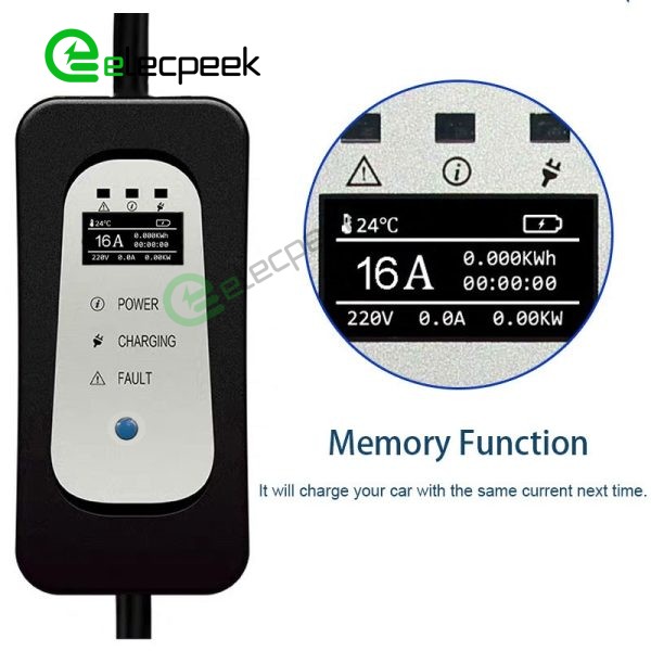 IEC 62196 Type 2 Connector Plug AC 16A 250V Single Phase EV Charger Mode 2 with 5 Meters Cable