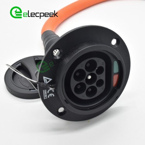 IEC 62196-2 Type 2 Socket AC Charge Port 16A 250V Connector Single-phase EV Car for Vehicle End