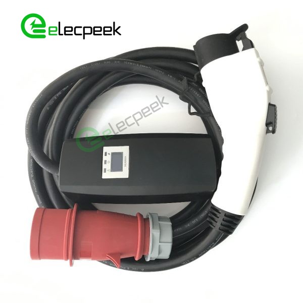 SAE J1772 AC 32A 250V Plug Single Phase Connector to CEE EV Plug Charger Mode 2 with 5 Meters Cable